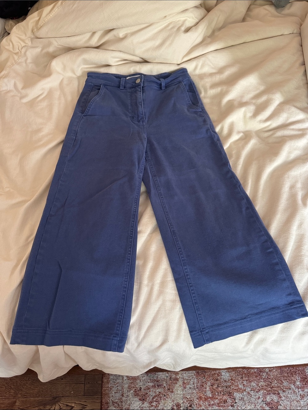 Everlane Wide Leg Crop Pant - Mid Blue